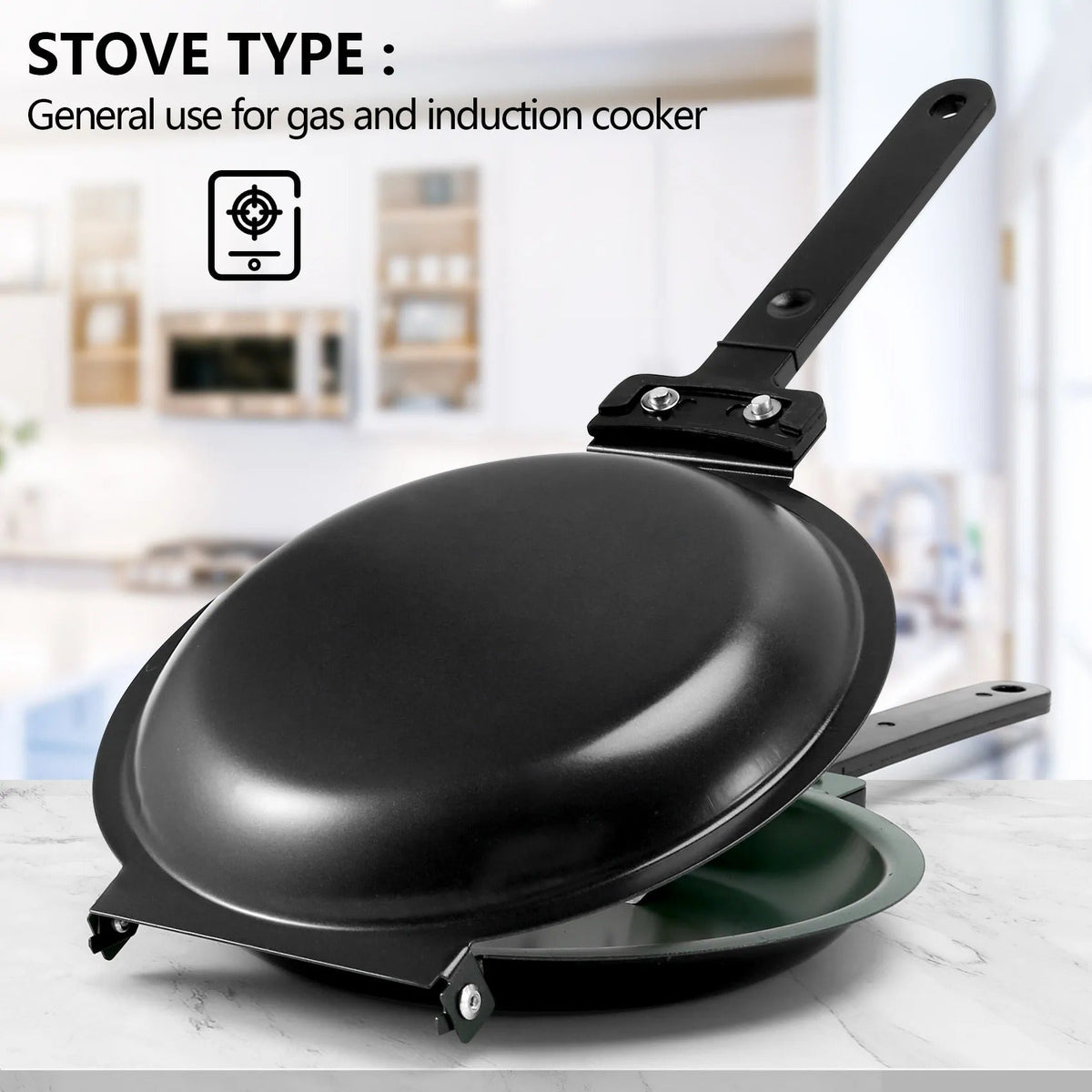 Dual-Sided Flip Pancake Pan with Non-Stick Coating – Stainless Steel Griddle for Perfect Flapjacks, Eggs & More – Easy Turn Breakfast | Thomler