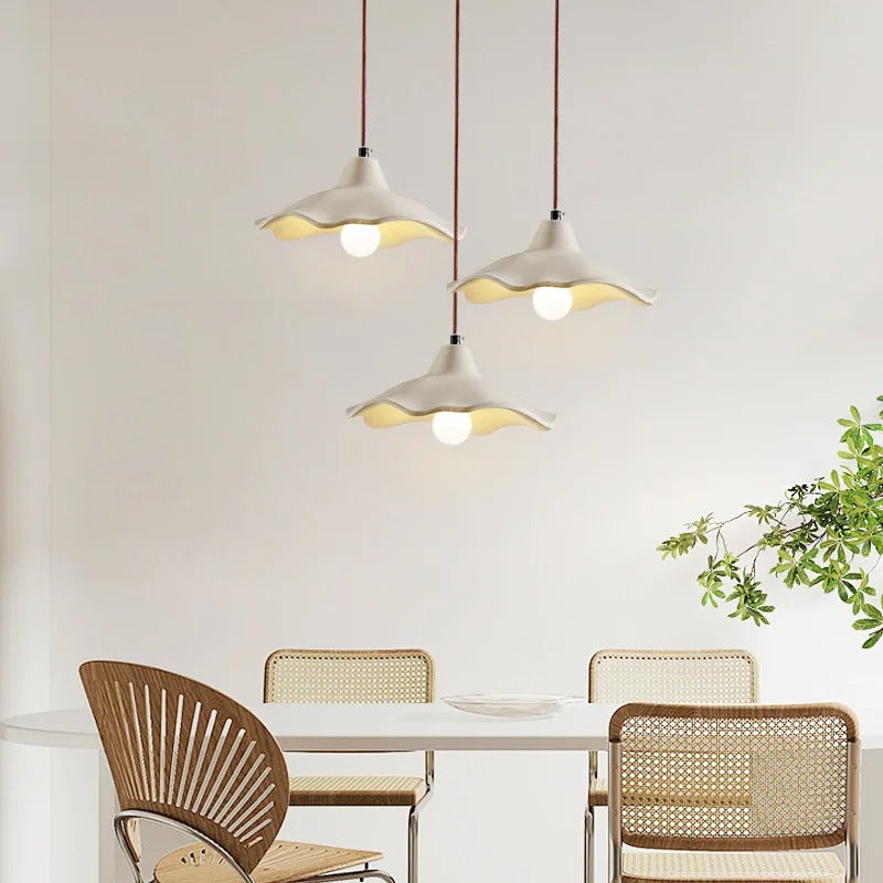 Concrete Drop Pendant with Fluted Bell Shade for Kitchen Island & Dining Room – LED Included | Thomler