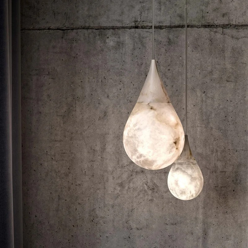 Organic Stone Hanging Lamp with Adjustable LED Light Temperature for Dining Room & Kitchen Island | Thomler