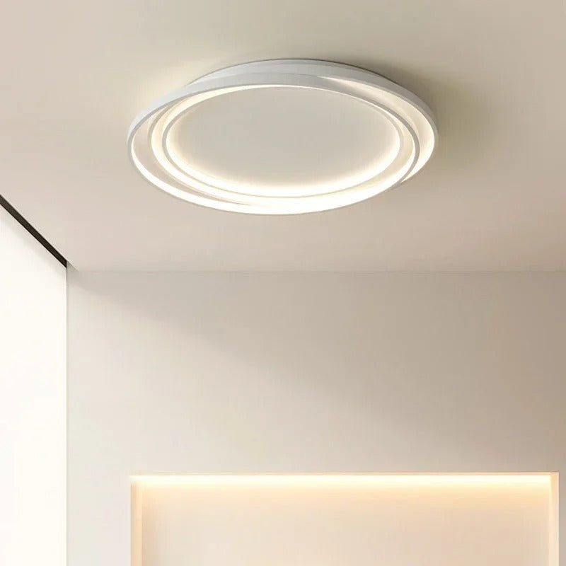 Modern LED Ring Flush Mount Ceiling Fixture – Adjustable Brightness Metal & Acrylic Light for Living Room, Bedroom, Kitchen | Thomler