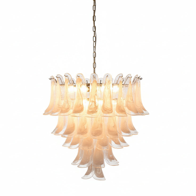 Textured Glass Blossom Chandelier with Dimmable LED & Adjustable Chain for Dining Room, Foyer & Bedroom | Thomler