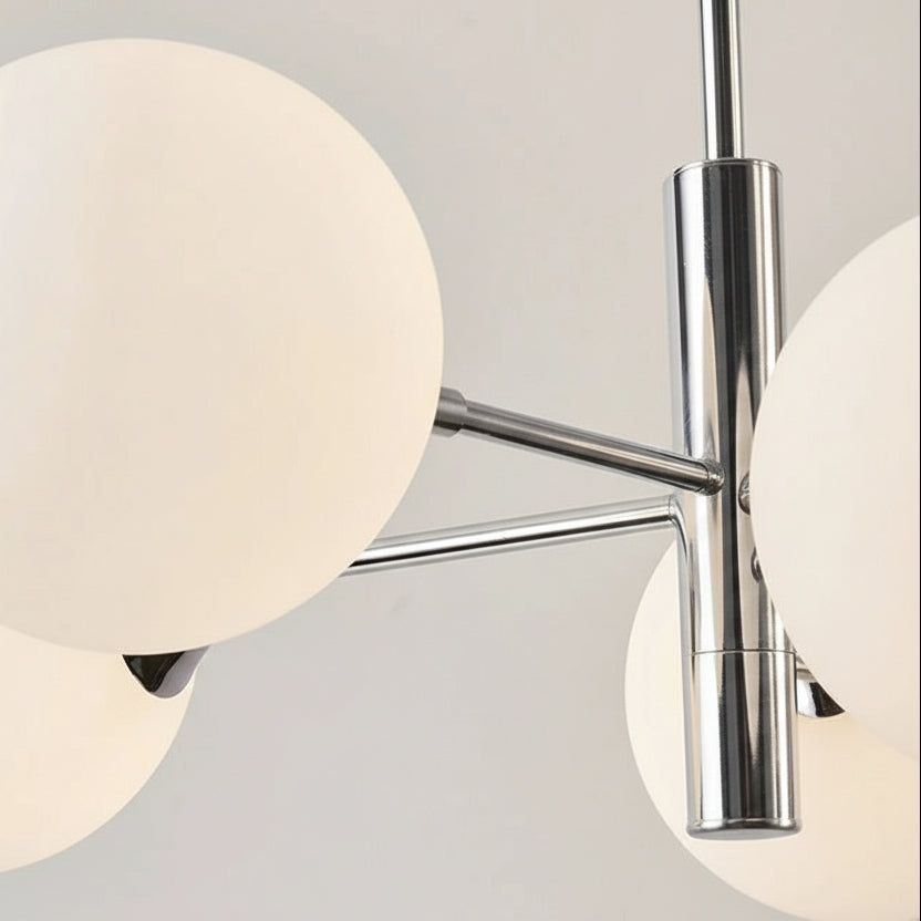 Modern Chrome Multi-Globe Chandelier with Frosted Spheres – Linear Suspension Light for Dining Room & Living Room | Thomler