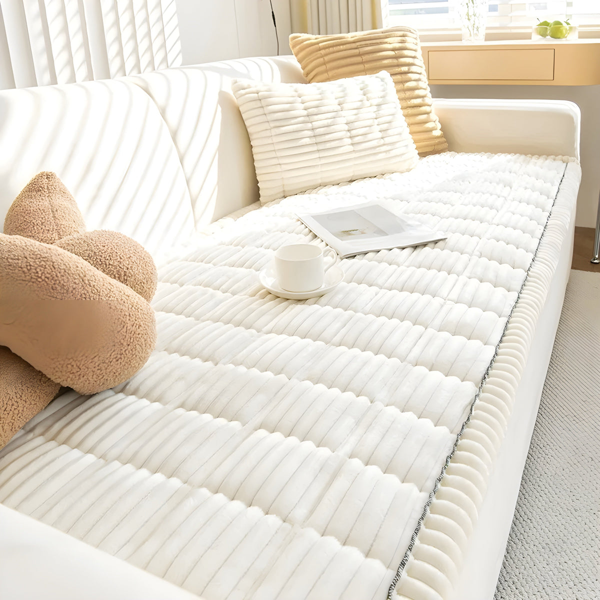 Textured Non-Slip Couch Cover with Ribbed Weave for Living Room Sofas | Thomler