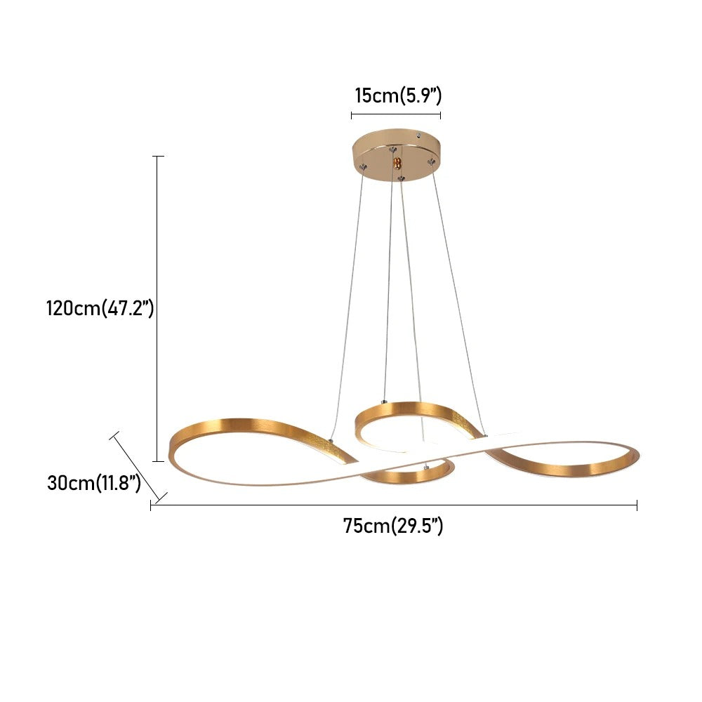Pendant Light Aluminium LED Rings 95.0 cm Gold Dimmable Dining Room Living Room Hanging Ceiling Lamp Remote Control | Thomler