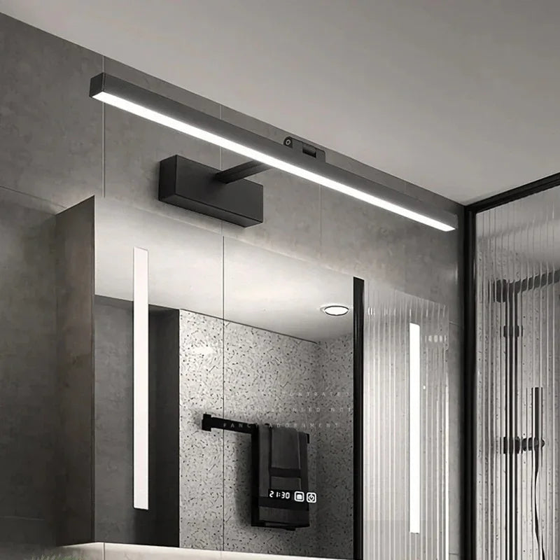 Mirror Light Aluminium 110.0 cm (43.3") Black Bathroom LED Vanity Wall Lamp Waterproof Makeup Lighting | Thomler