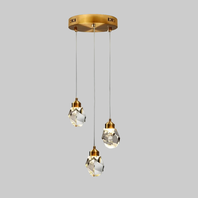 Geometric Crystal Hanging Fixture with Multi-Head Options for Dining Rooms & Entryways | Thomler