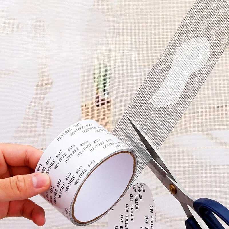 Window Screen Repair Patch Kit – Self-Adhesive Fiberglass Mesh Tape for Torn & Ripped Screens, Gray Black White Options for Door Window | Thomler