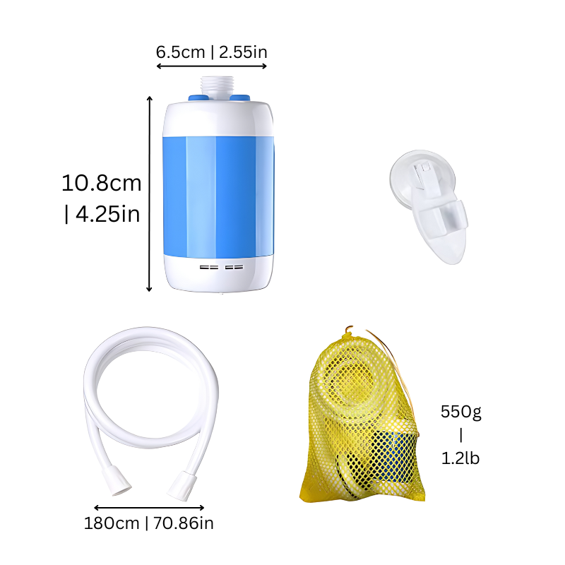 Portable Rechargeable Camp Shower with Adjustable Flow & Built-In Filter for Camping, Hiking, Beach & Pet Washing | Thomler