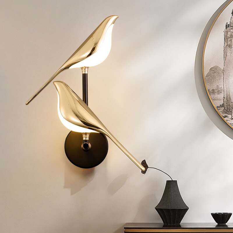 Wall Lamp Metal LED 38.0 cm Gold Living Room Bedroom Bird Design Adjustable Magnetic Accent Light | Thomler