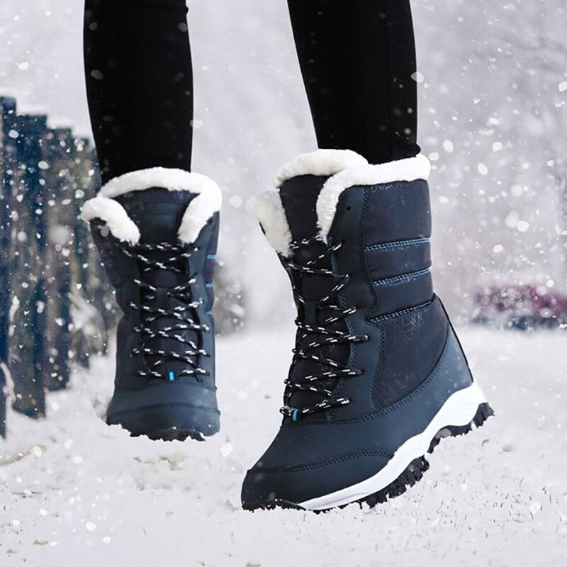 Plush-Lined Winter Boots for Women – Cozy Mid-Calf Snow Boots with PU Leather Upper & Non-Slip Sole for Cold Weather & Daily Wear | Thomler