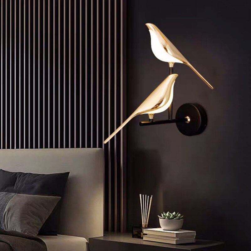Wall Lamp Metal LED 38.0 cm Gold Living Room Bedroom Bird Design Adjustable Magnetic Accent Light | Thomler