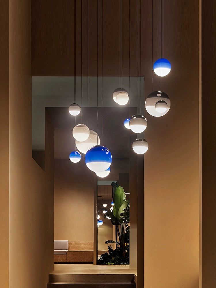 Adjustable Brightness Hanging Light Fixture with Brushed Metal Finish & Stone Glass Shade – E27 Socket | Thomler