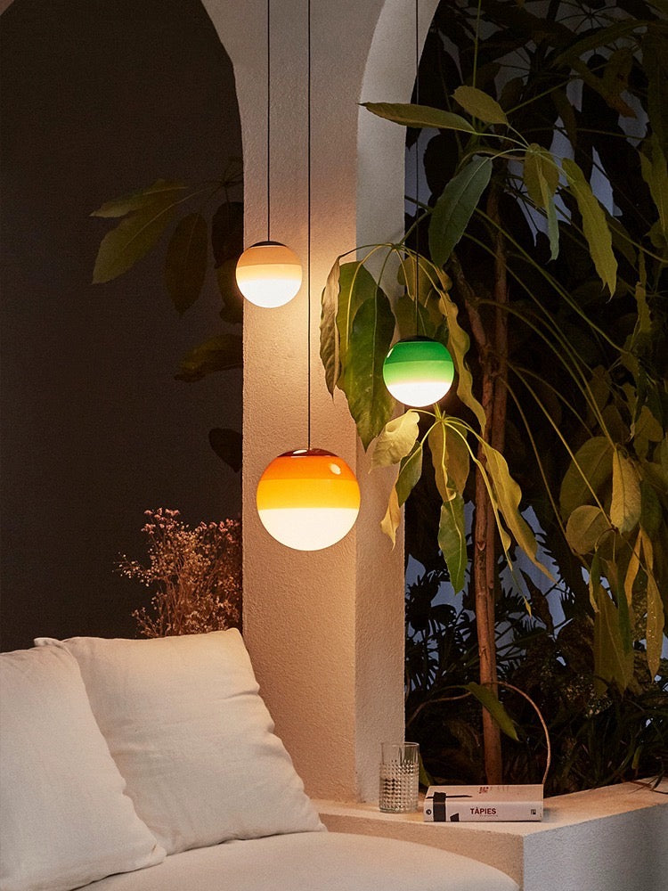 Adjustable Brightness Hanging Light Fixture with Brushed Metal Finish & Stone Glass Shade – E27 Socket | Thomler