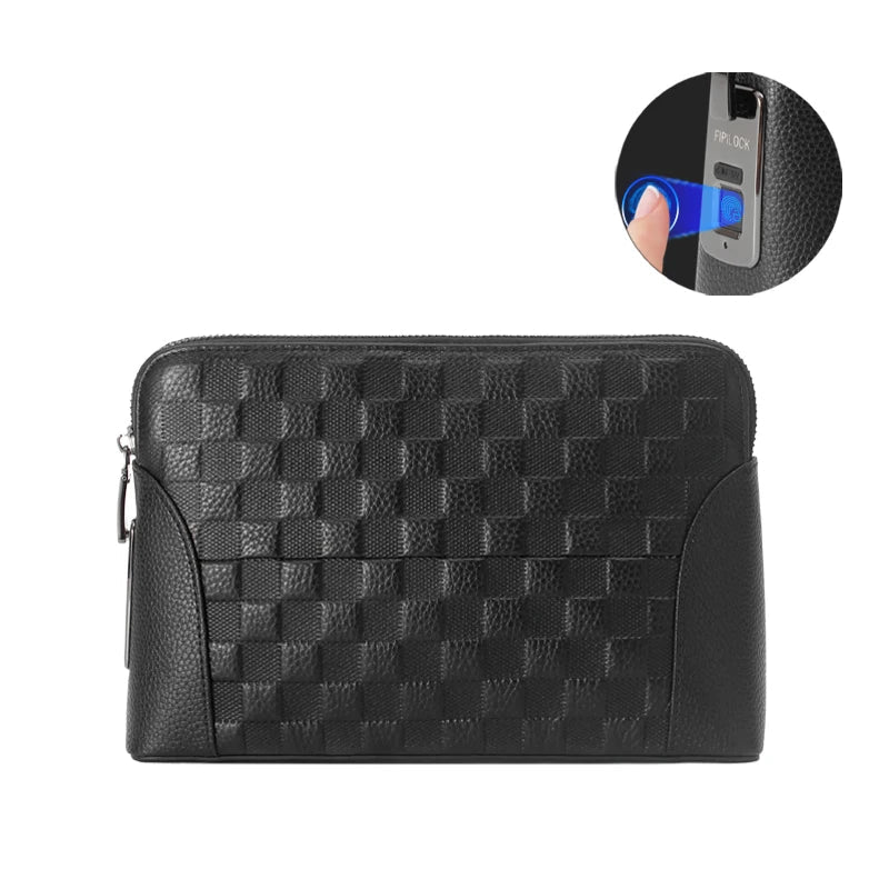 Biometric Fingerprint Lock Leather Organizer for Cash Cards Phone Travel Daily Carry Anti-Theft Security Clutch Wallet Men Women Business | Thomler