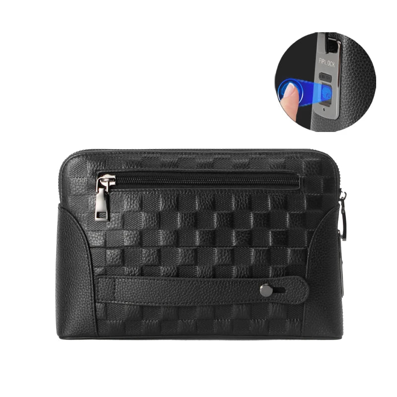 Biometric Fingerprint Lock Leather Organizer for Cash Cards Phone Travel Daily Carry Anti-Theft Security Clutch Wallet Men Women Business | Thomler