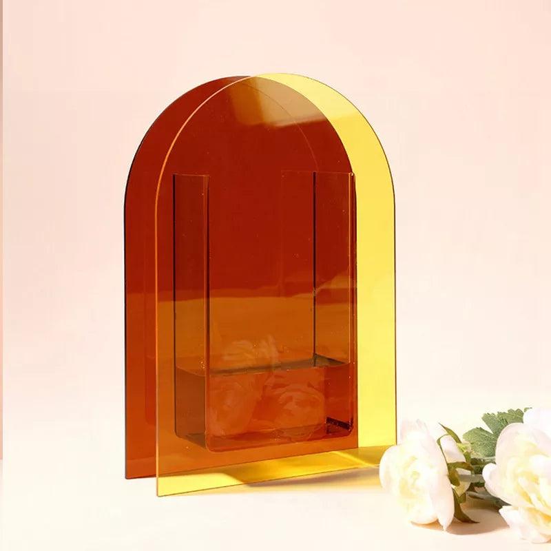 Vase Translucent Acrylic Decorative Geometric Modern Table Centerpiece Home Decor Flower Display Minimalist Accent Set | Thomler