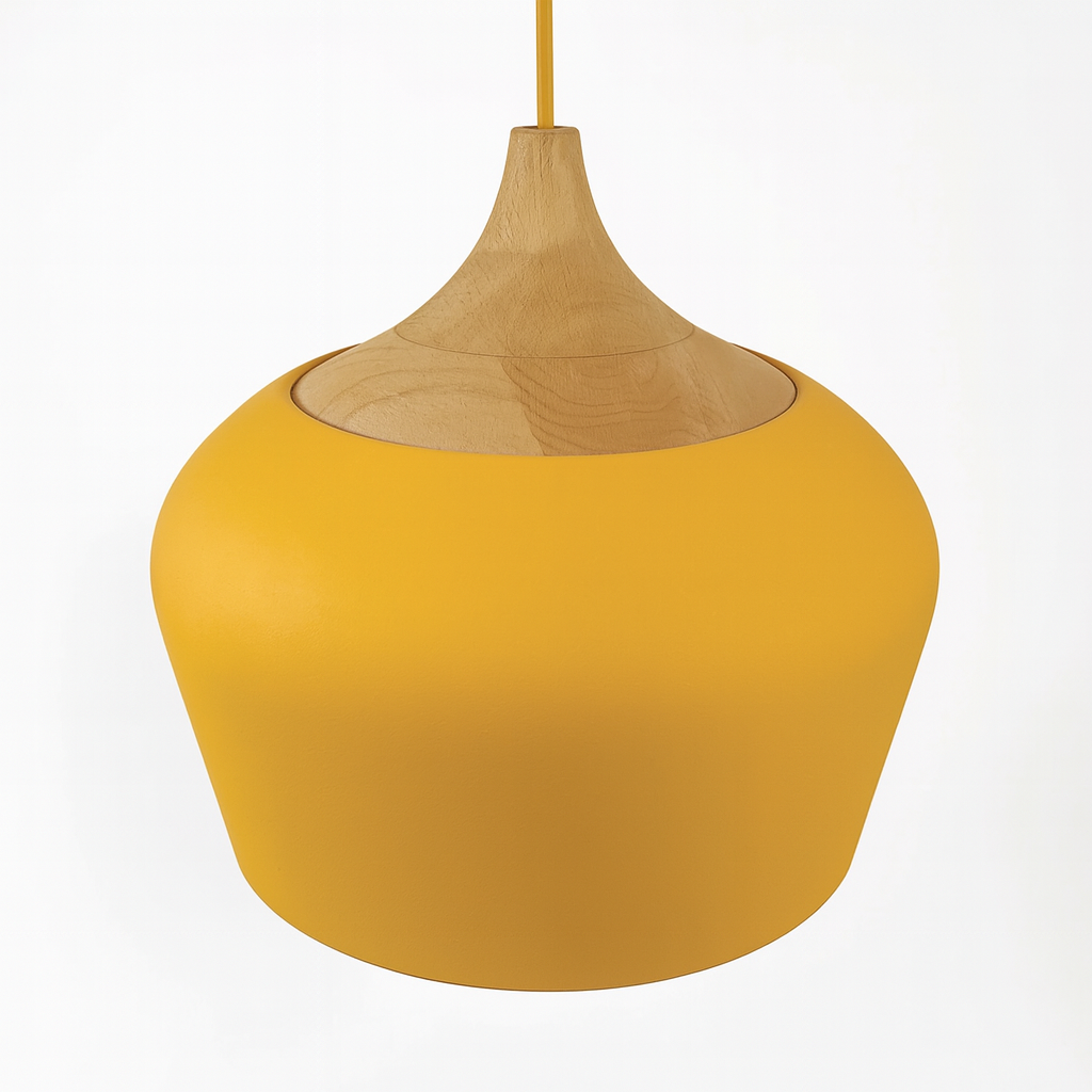 Pendant Light Aluminium Wood 35.0 cm Pastel Dining Room Kitchen Island Hanging Ceiling Lamp E27 Retro Dome Globe | Thomler
