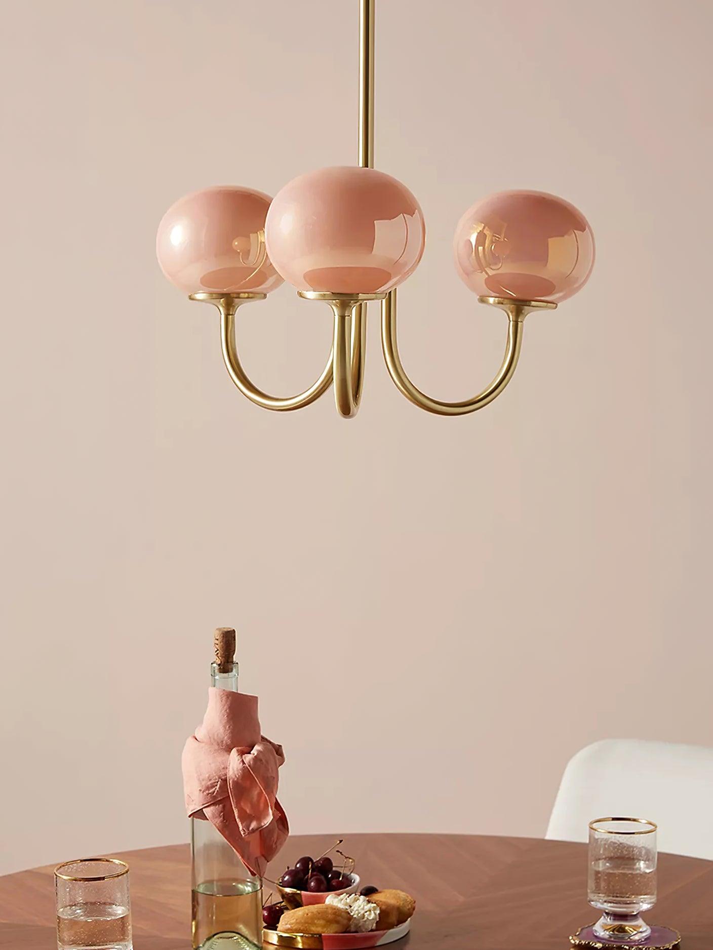 Handblown Glass Globe Chandelier with Gold or Chrome Finish – 3 or 5 Light Dining Room Pendant for Kitchen Island, Bedroom, Living Room | Thomler