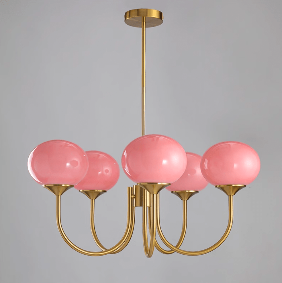 Handblown Glass Globe Chandelier with Gold or Chrome Finish – 3 or 5 Light Dining Room Pendant for Kitchen Island, Bedroom, Living Room | Thomler