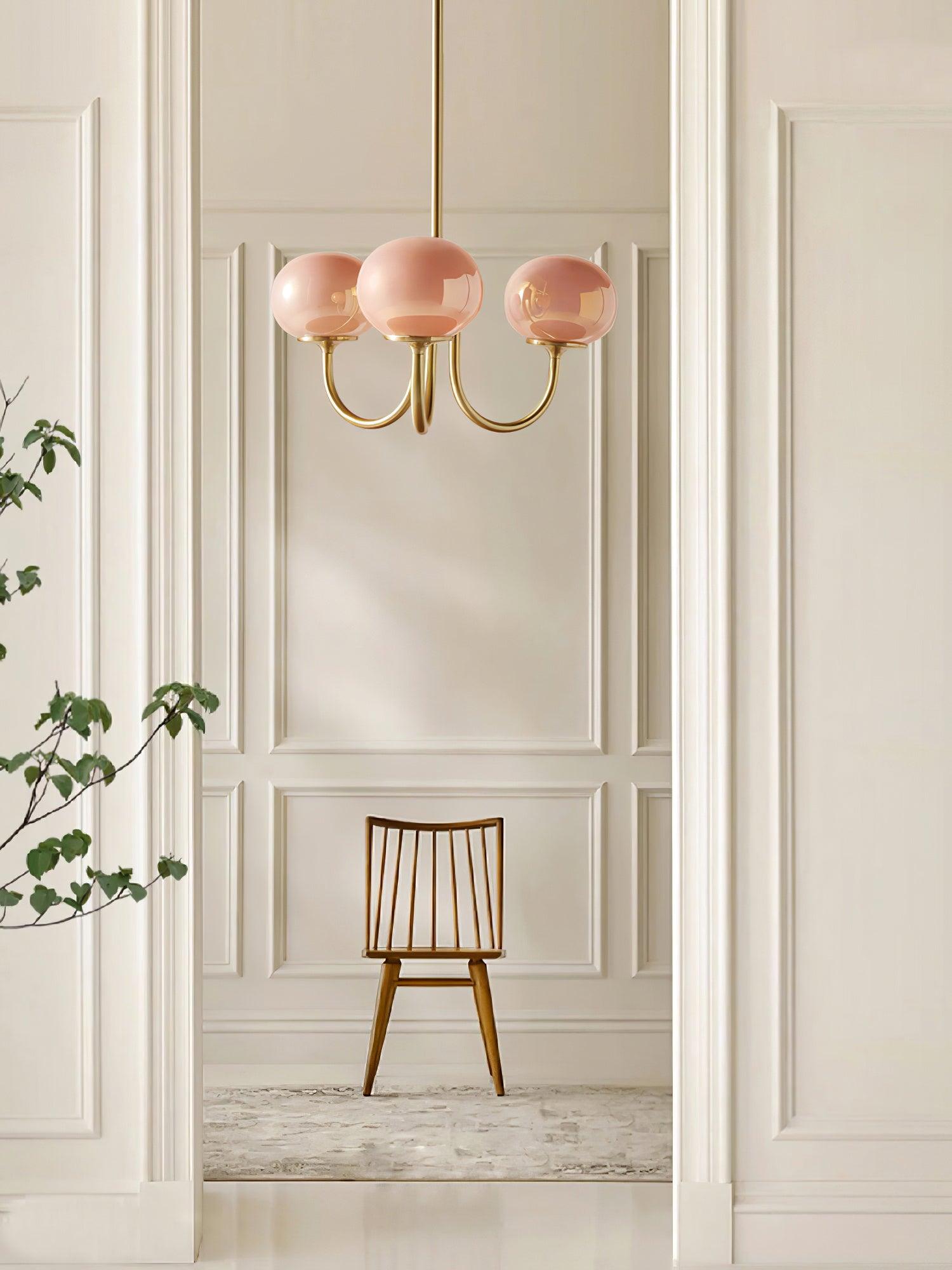 Handblown Glass Globe Chandelier with Gold or Chrome Finish – 3 or 5 Light Dining Room Pendant for Kitchen Island, Bedroom, Living Room | Thomler