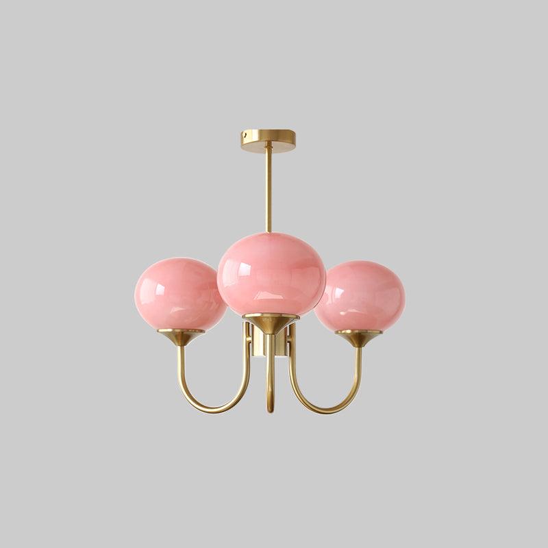 Handblown Glass Globe Chandelier with Gold or Chrome Finish – 3 or 5 Light Dining Room Pendant for Kitchen Island, Bedroom, Living Room | Thomler
