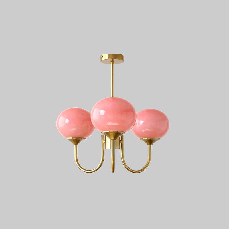 Handblown Glass Globe Chandelier with Gold or Chrome Finish – 3 or 5 Light Dining Room Pendant for Kitchen Island, Bedroom, Living Room | Thomler