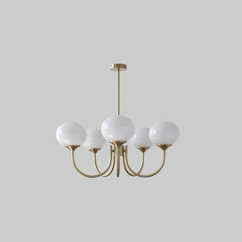Handblown Glass Globe Chandelier with Gold or Chrome Finish – 3 or 5 Light Dining Room Pendant for Kitchen Island, Bedroom, Living Room | Thomler