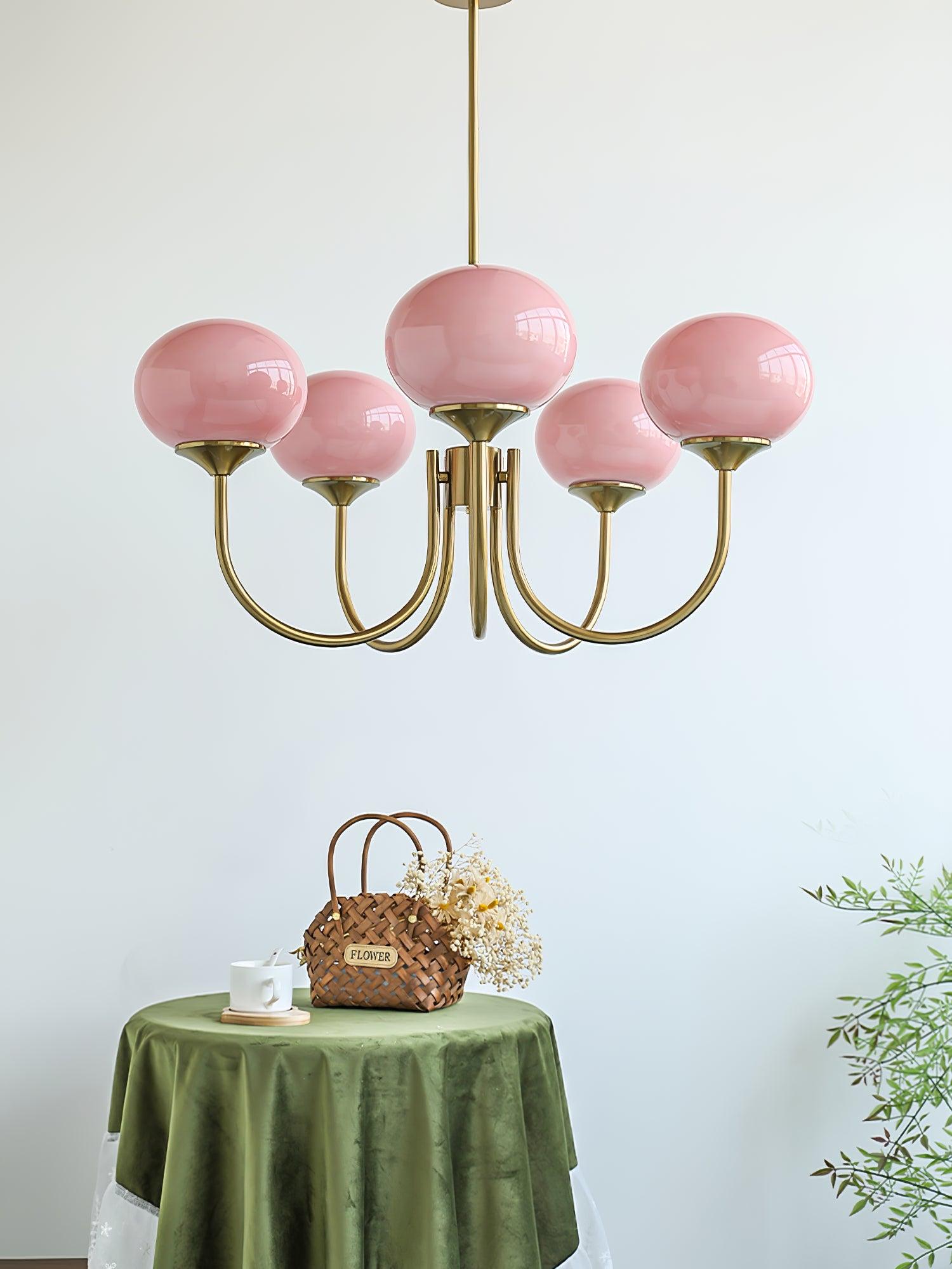 Handblown Glass Globe Chandelier with Gold or Chrome Finish – 3 or 5 Light Dining Room Pendant for Kitchen Island, Bedroom, Living Room | Thomler