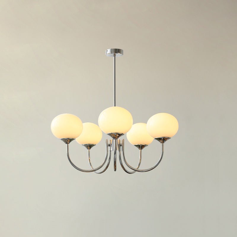 Handblown Glass Globe Chandelier with Gold or Chrome Finish – 3 or 5 Light Dining Room Pendant for Kitchen Island, Bedroom, Living Room | Thomler
