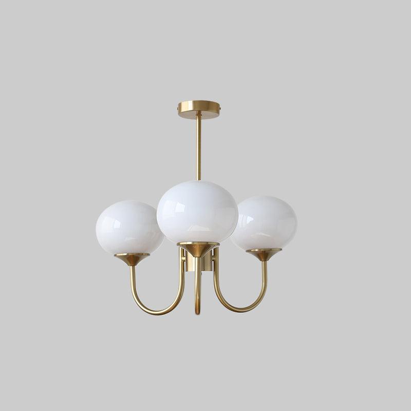 Handblown Glass Globe Chandelier with Gold or Chrome Finish – 3 or 5 Light Dining Room Pendant for Kitchen Island, Bedroom, Living Room | Thomler