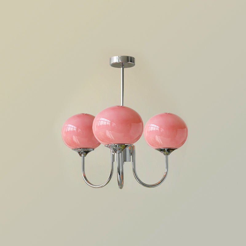 Handblown Glass Globe Chandelier with Gold or Chrome Finish – 3 or 5 Light Dining Room Pendant for Kitchen Island, Bedroom, Living Room | Thomler