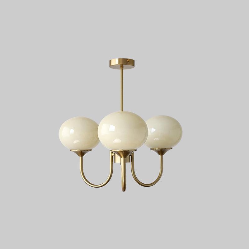 Handblown Glass Globe Chandelier with Gold or Chrome Finish – 3 or 5 Light Dining Room Pendant for Kitchen Island, Bedroom, Living Room | Thomler