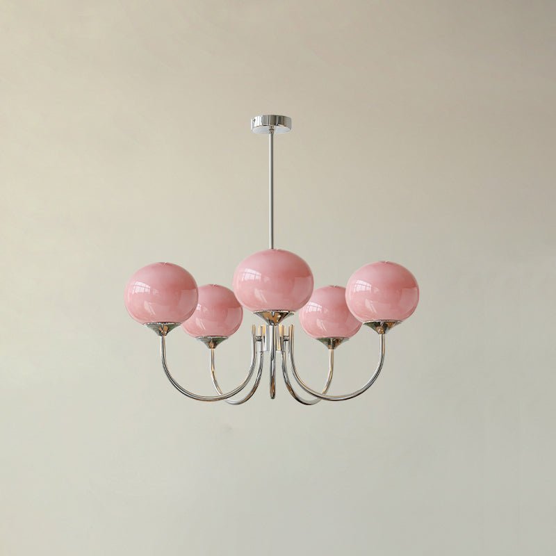 Handblown Glass Globe Chandelier with Gold or Chrome Finish – 3 or 5 Light Dining Room Pendant for Kitchen Island, Bedroom, Living Room | Thomler
