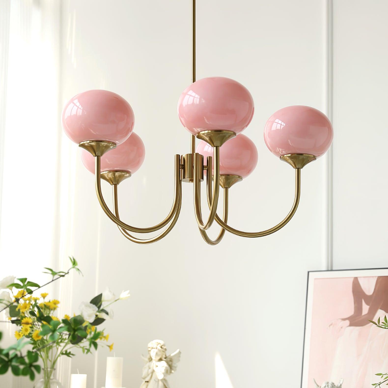 Handblown Glass Globe Chandelier with Gold or Chrome Finish – 3 or 5 Light Dining Room Pendant for Kitchen Island, Bedroom, Living Room | Thomler