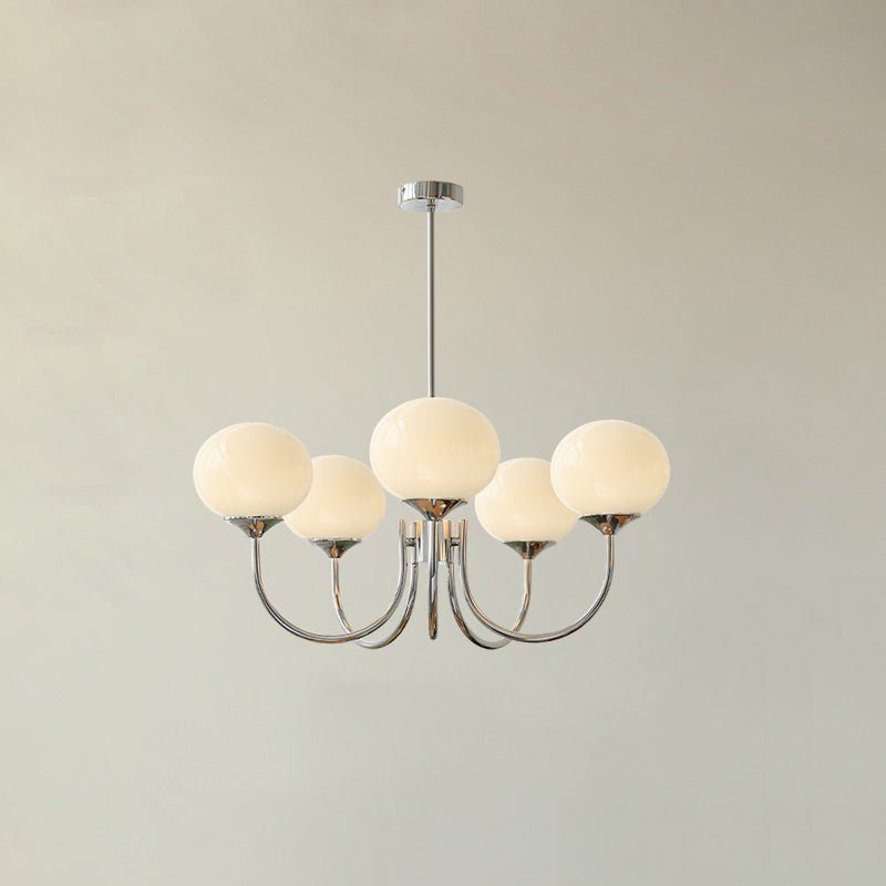 Handblown Glass Globe Chandelier with Gold or Chrome Finish – 3 or 5 Light Dining Room Pendant for Kitchen Island, Bedroom, Living Room | Thomler