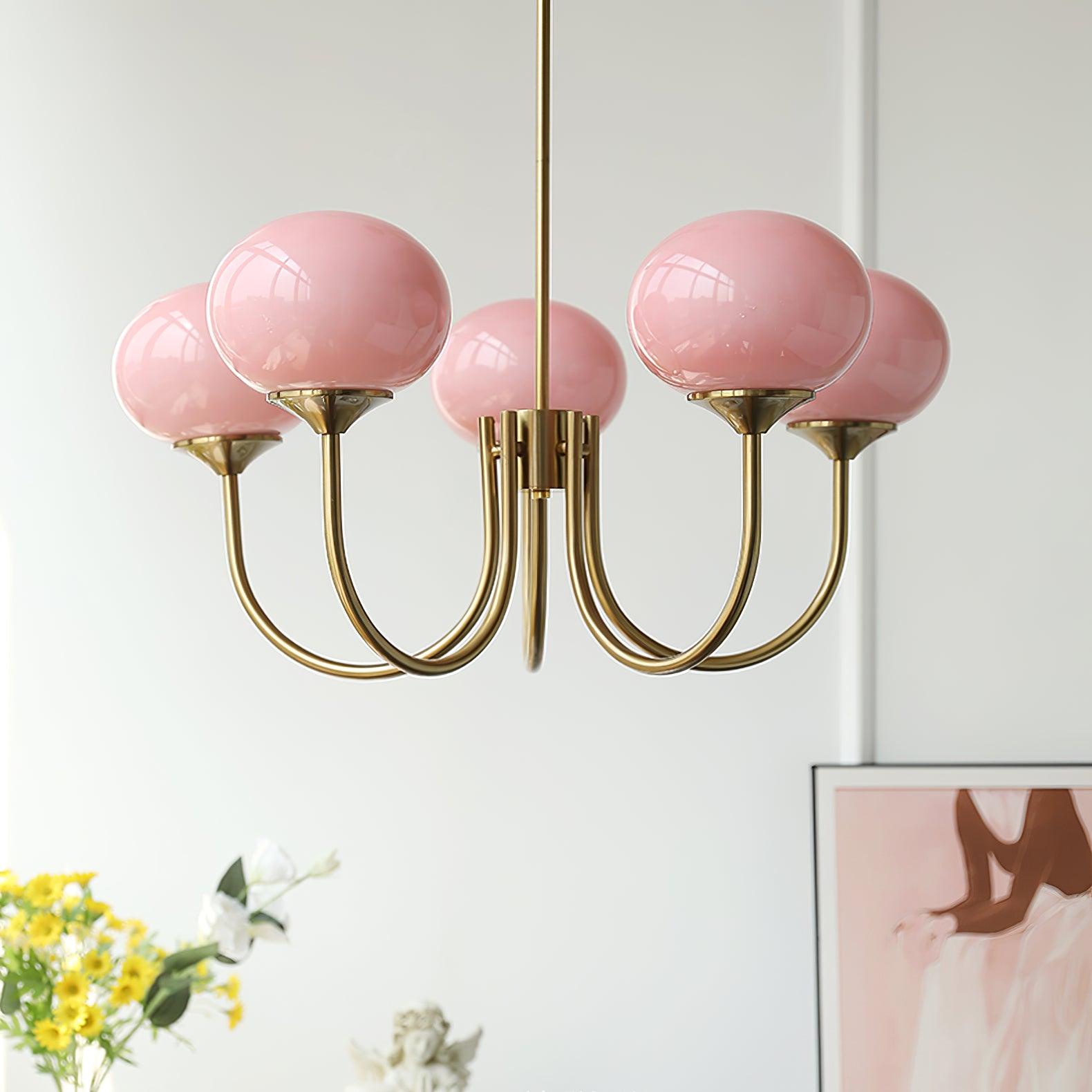 Handblown Glass Globe Chandelier with Gold or Chrome Finish – 3 or 5 Light Dining Room Pendant for Kitchen Island, Bedroom, Living Room | Thomler