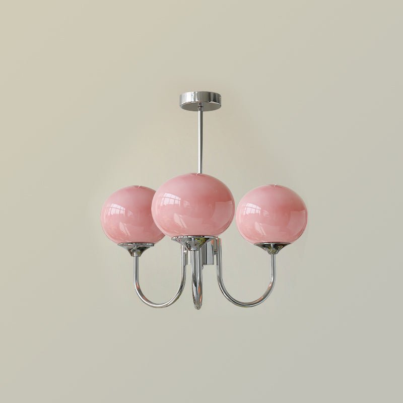 Handblown Glass Globe Chandelier with Gold or Chrome Finish – 3 or 5 Light Dining Room Pendant for Kitchen Island, Bedroom, Living Room | Thomler