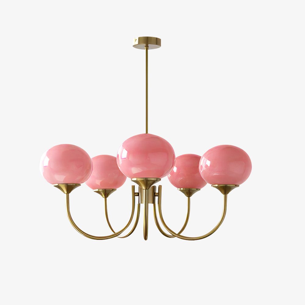 Handblown Glass Globe Chandelier with Gold or Chrome Finish – 3 or 5 Light Dining Room Pendant for Kitchen Island, Bedroom, Living Room | Thomler