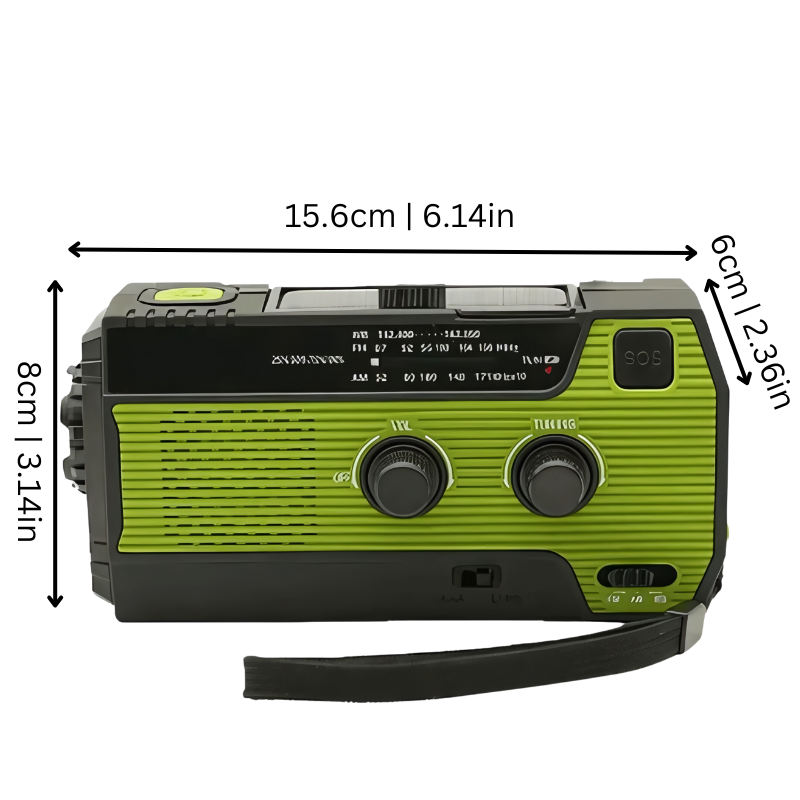 Emergency Weather Radio with Hand Crank & Solar Charging, 4000mAh Power Bank, AM/FM, SOS Alarm, LED Flashlight | Thomler
