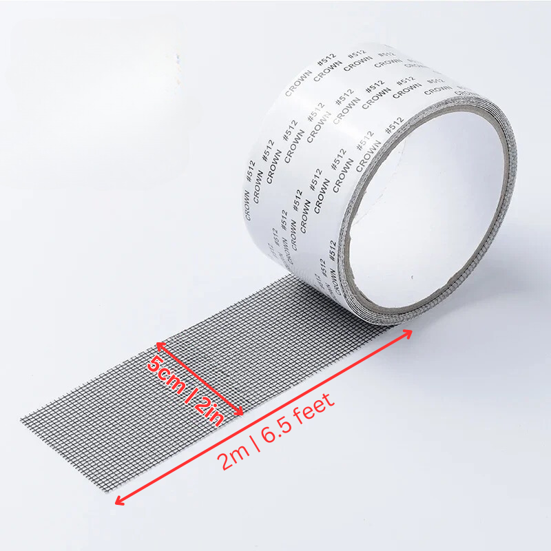 Window Screen Repair Patch Kit – Self-Adhesive Fiberglass Mesh Tape for Torn & Ripped Screens, Gray Black White Options for Door Window | Thomler