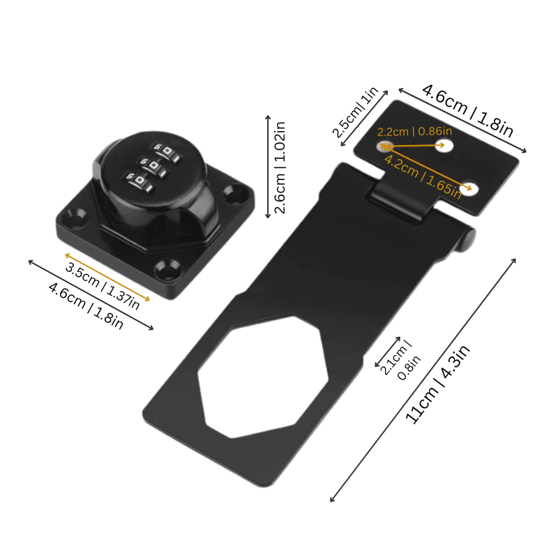 Combination Cabinet Lock Keyless Security Latch for Drawers Cupboards Lockers Zinc Alloy No-Drill Mount 3-Digit Code Protection | Thomler