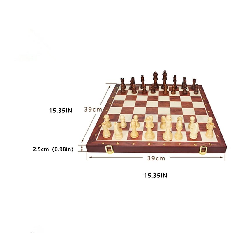 Handcrafted Wooden Chess Set with Folding Board and Solid Wood Pieces for Home, Travel & Tournament Play | Thomler