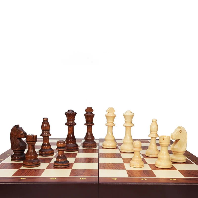 Handcrafted Wooden Chess Set with Folding Board and Solid Wood Pieces for Home, Travel & Tournament Play | Thomler