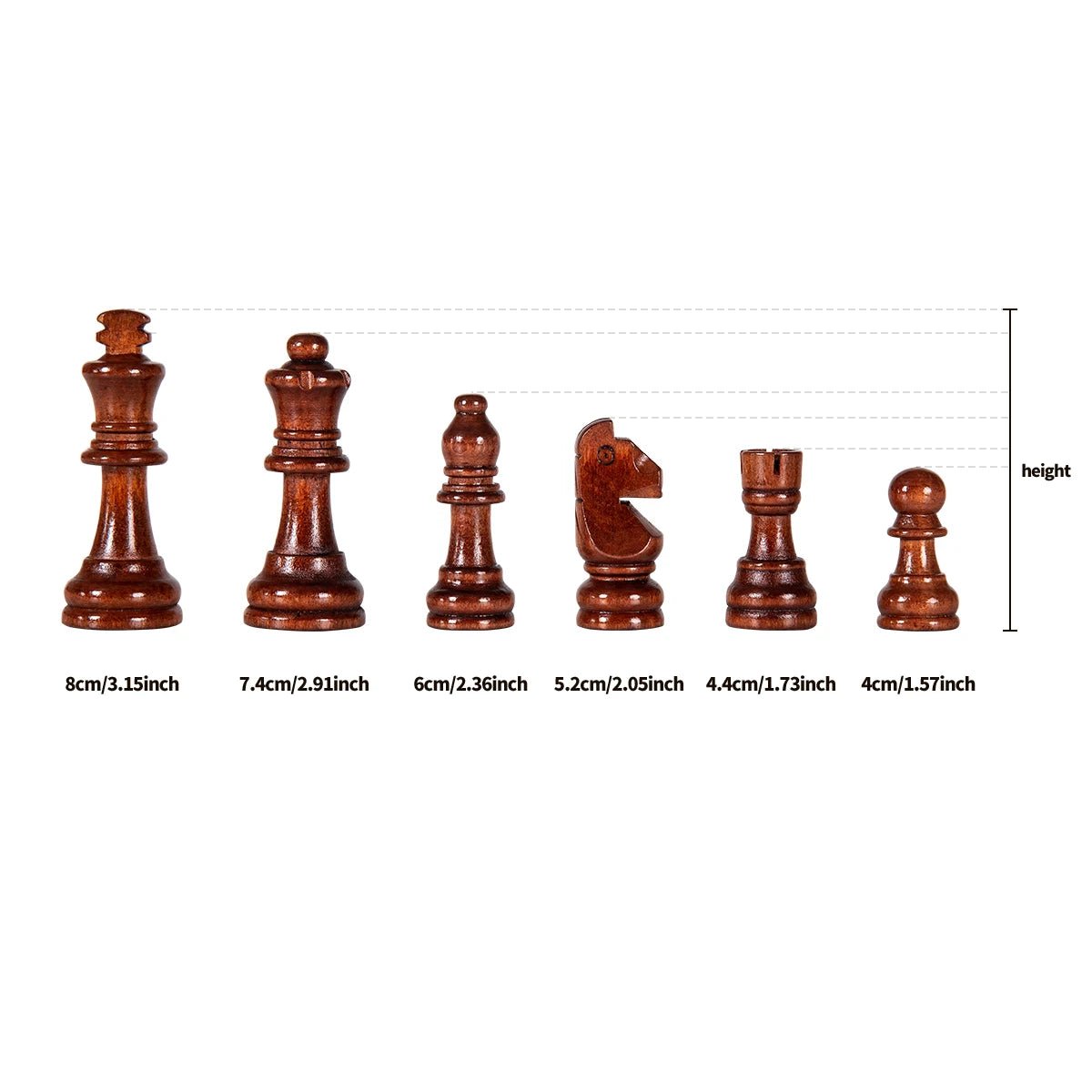 Handcrafted Wooden Chess Set with Folding Board and Solid Wood Pieces for Home, Travel & Tournament Play | Thomler