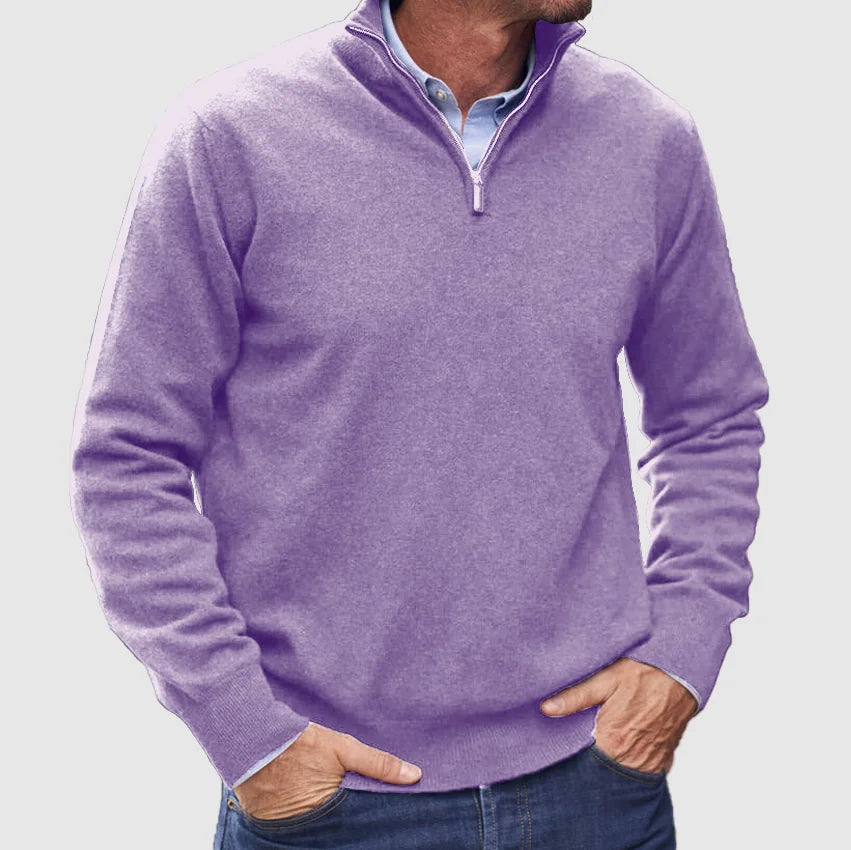 Men's Midweight Pullover with Partial Zipper and Upright Neckline for Work and Weekend | Thomler
