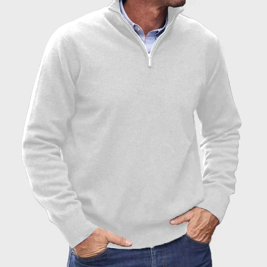 Men's Midweight Pullover with Partial Zipper and Upright Neckline for Work and Weekend | Thomler