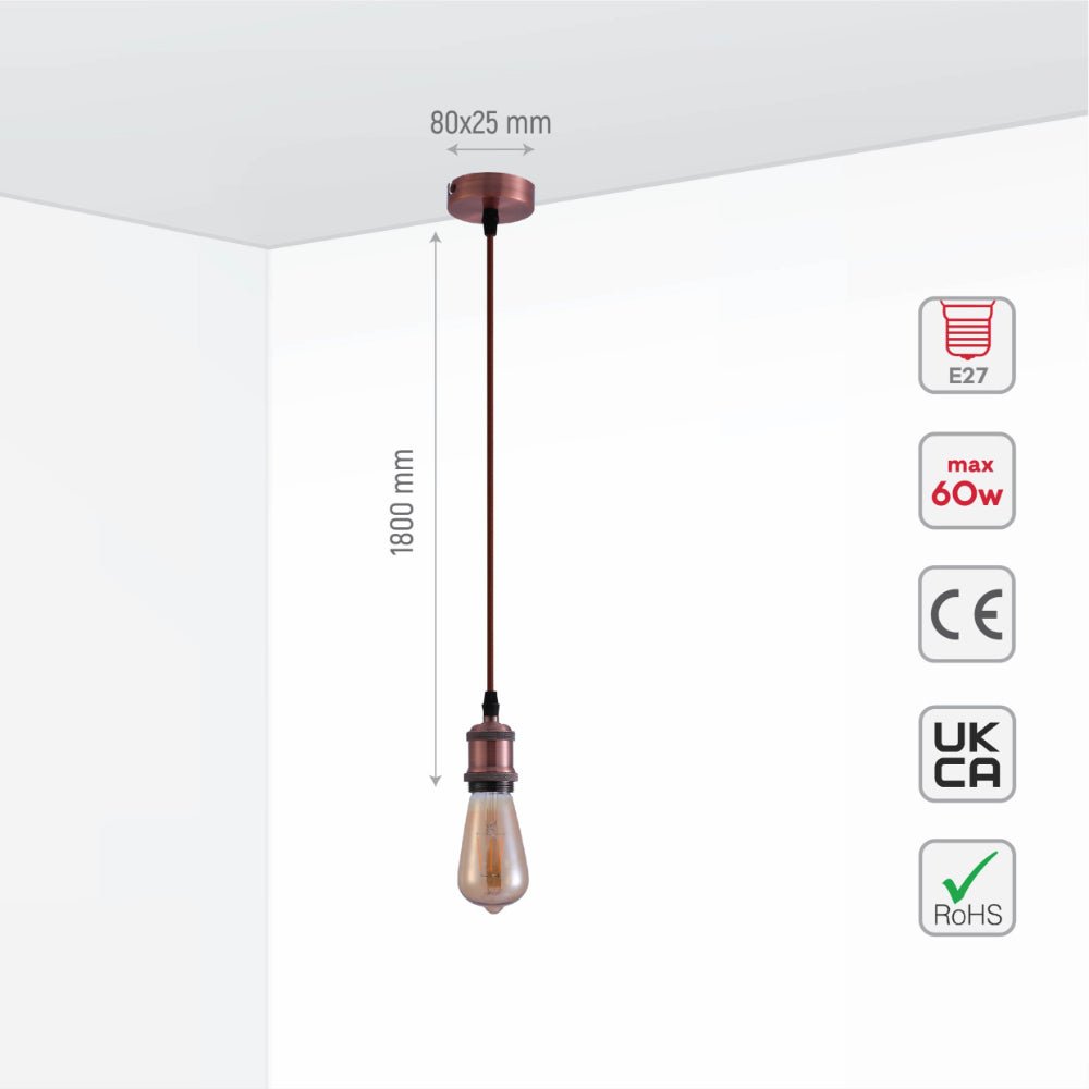 Pendant Light Steel E27 155.0 cm Adjustable Dining Room Kitchen Island Industrial Hanging Ceiling Lamp | Thomler