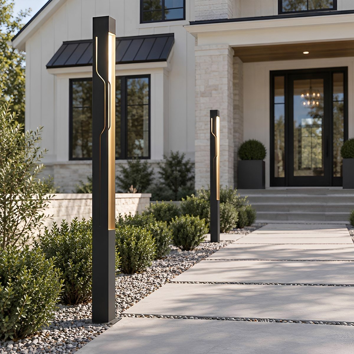 Contemporary Rectangular Post Lamp 30W Charcoal Finish for Pathway Driveway Yard Hardwired 110-220V IP65 Weatherproof Bollard Fixture | Thomler