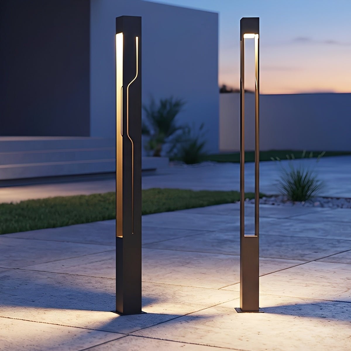 Contemporary Rectangular Post Lamp 30W Charcoal Finish for Pathway Driveway Yard Hardwired 110-220V IP65 Weatherproof Bollard Fixture | Thomler