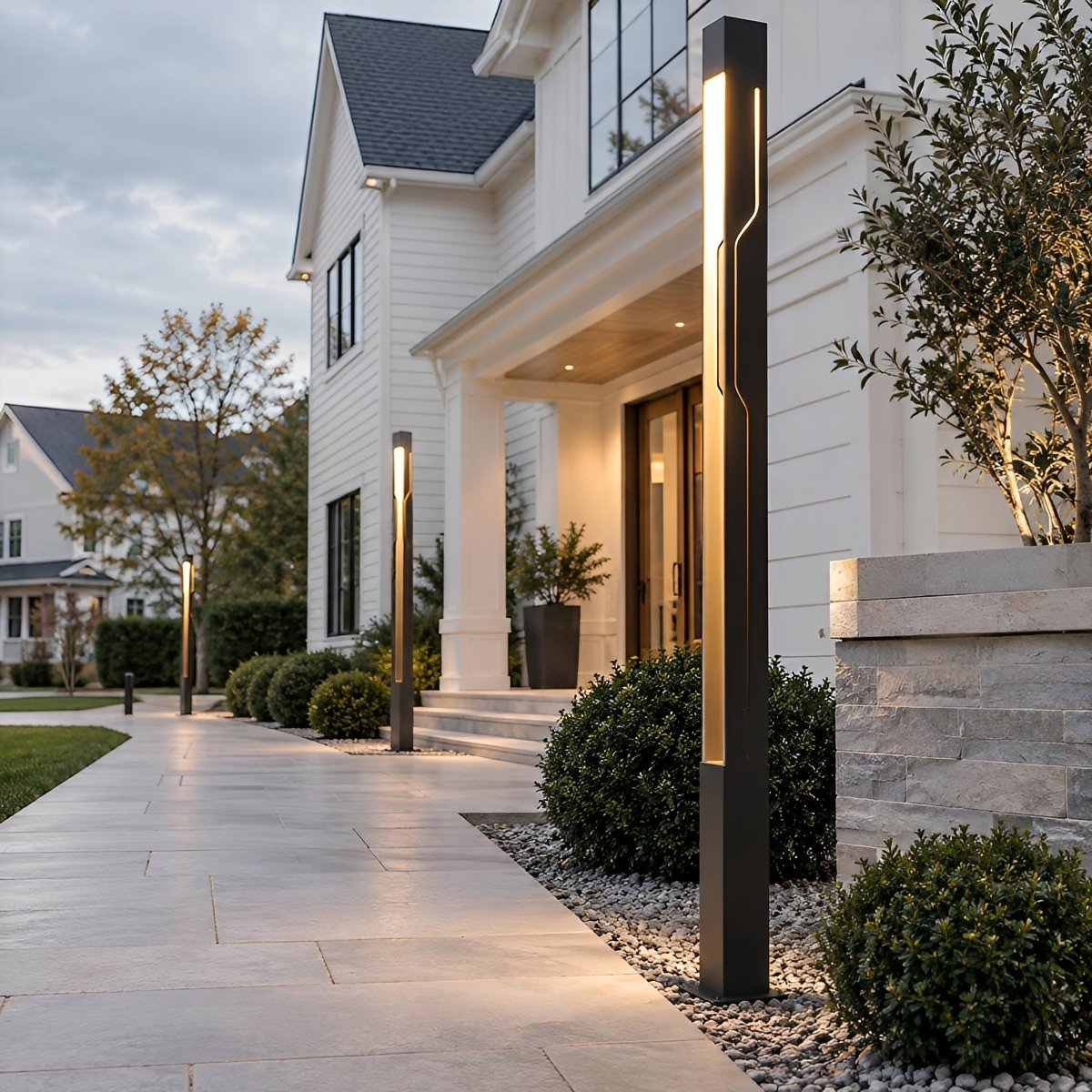 Contemporary Rectangular Post Lamp 30W Charcoal Finish for Pathway Driveway Yard Hardwired 110-220V IP65 Weatherproof Bollard Fixture | Thomler